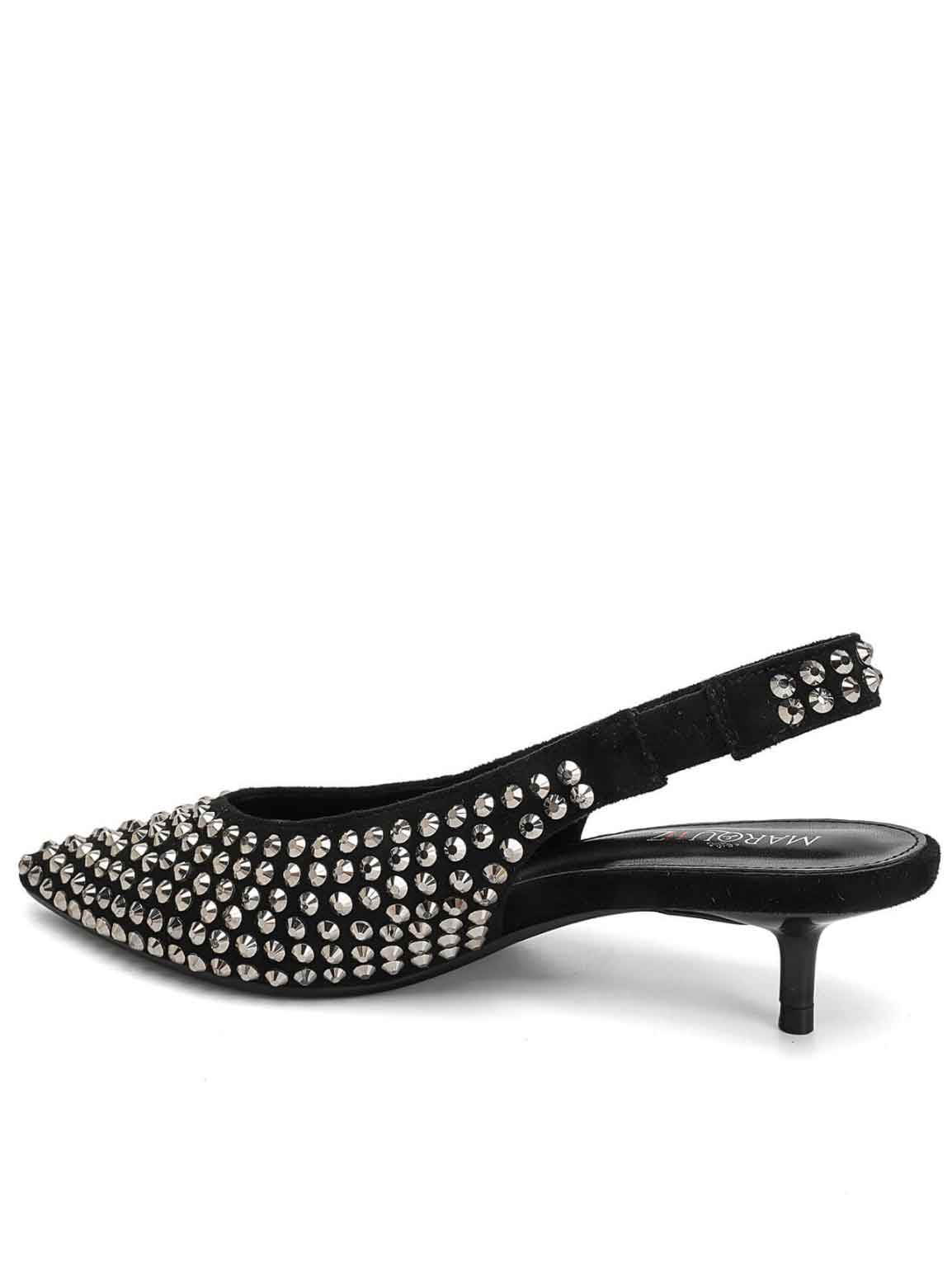 Gavy - Elegant spetsig pump med låg klack och glänsande strass